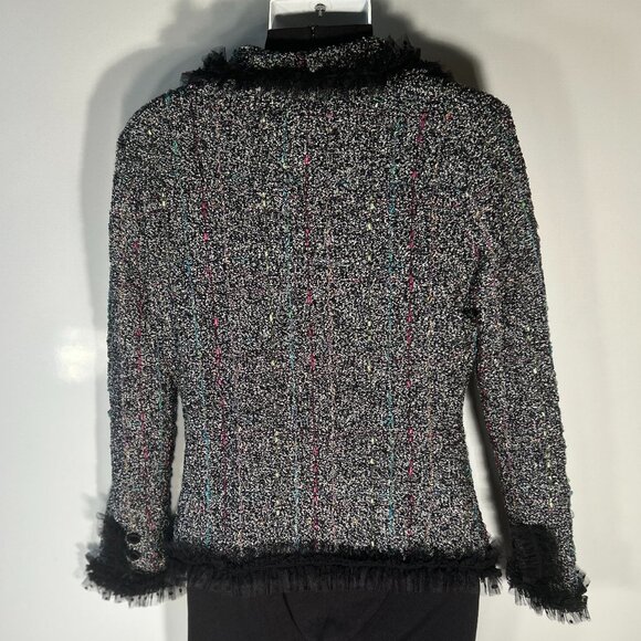 Berek Vintage SZL Black Tweed Wool Sweater Blazer Lace Chic Parisian Designer 90 - Picture 6 of 10